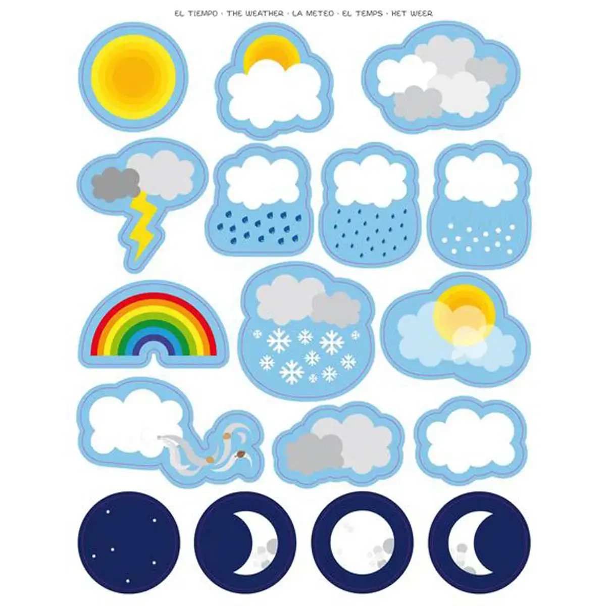 Gommettes th&eacute;matiques La m&eacute;t&eacute;o 3 feuilles - Apli 