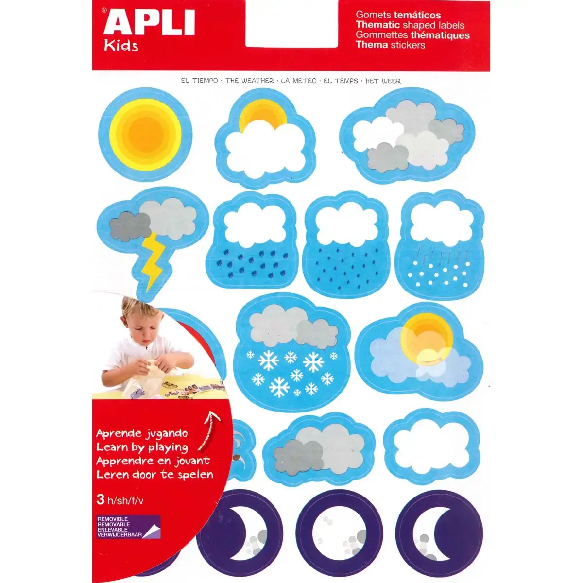 Gommettes th&eacute;matiques La m&eacute;t&eacute;o 3 feuilles - Apli 