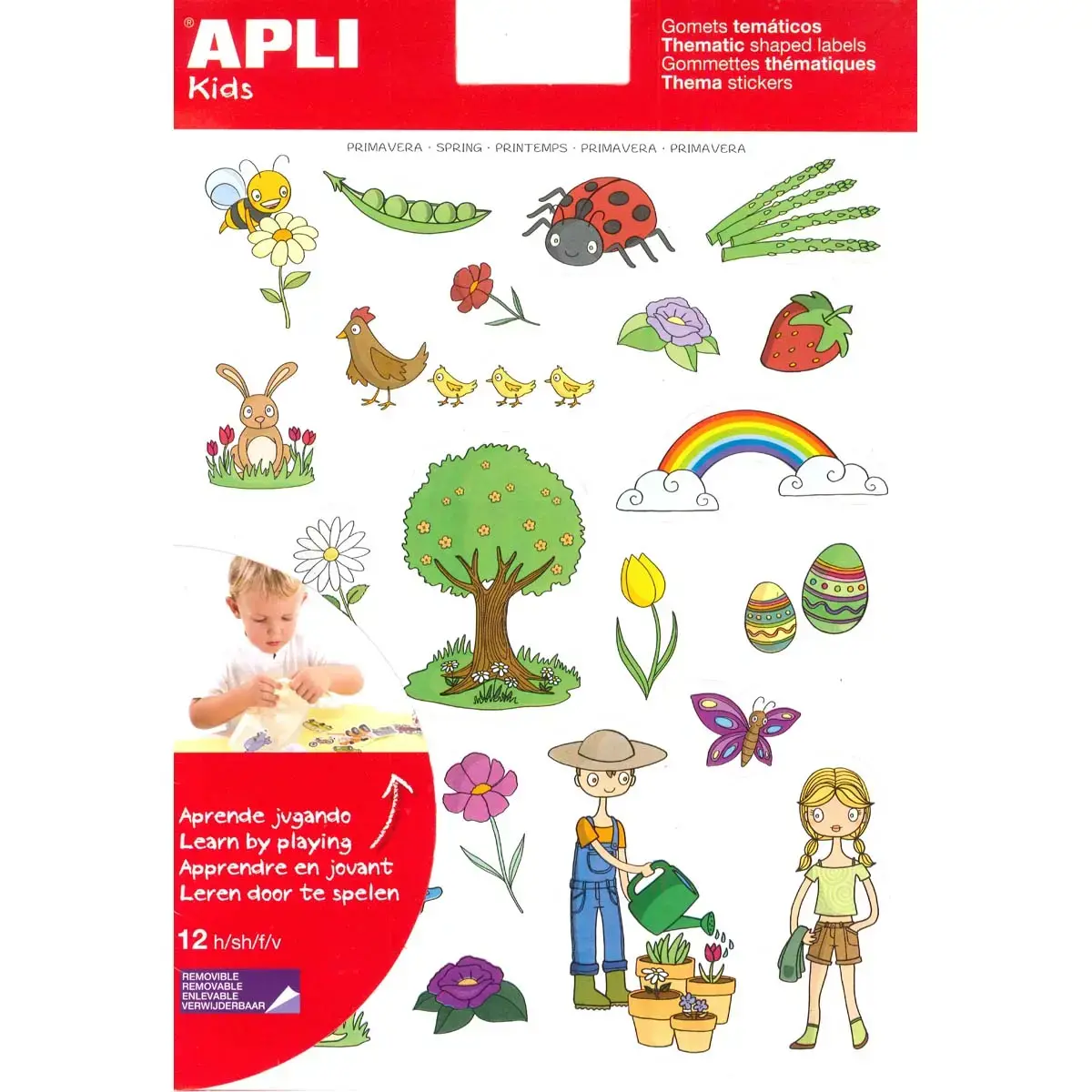 Gommettes th&eacute;matiques Le Printemps 12 feuilles - Apli 