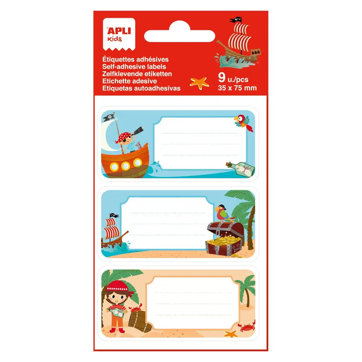 Étiquettes scolaires pirates 9 unités - Apli