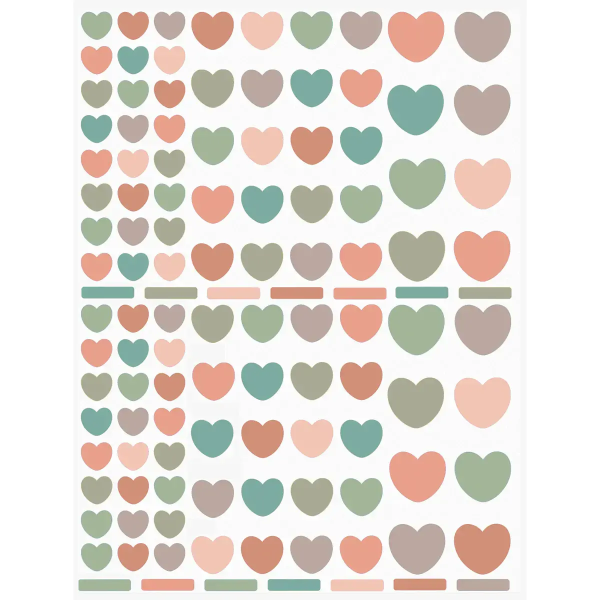 Gommettes coeurs enlevables couleurs Vintage 6 feuilles - Apli 