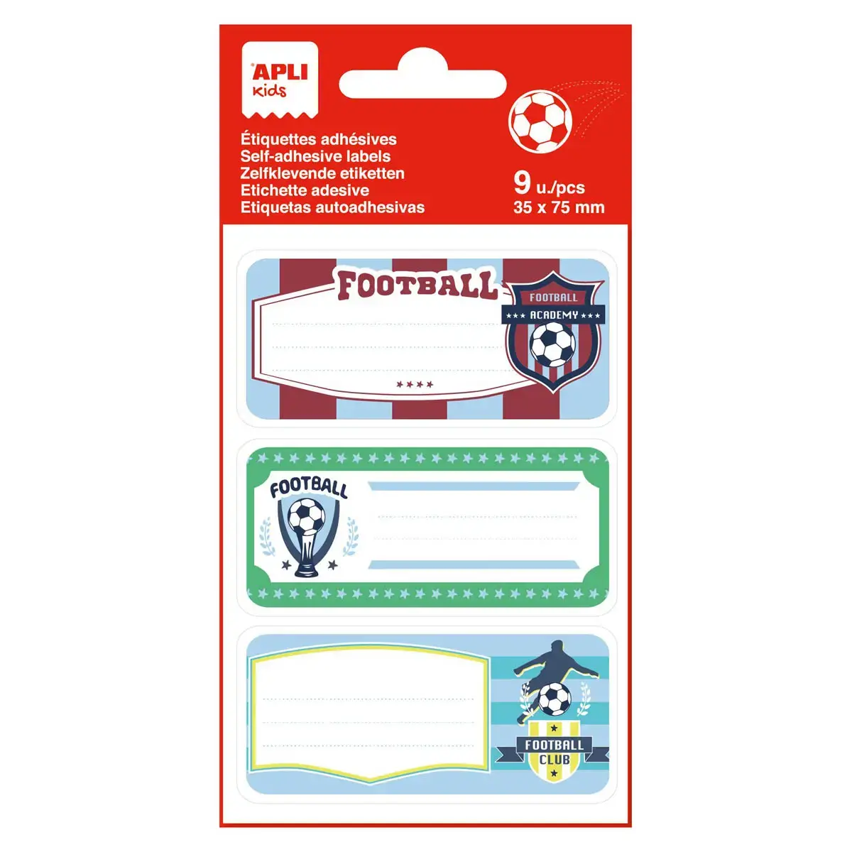 Étiquettes scolaires football 9 unités - Apli