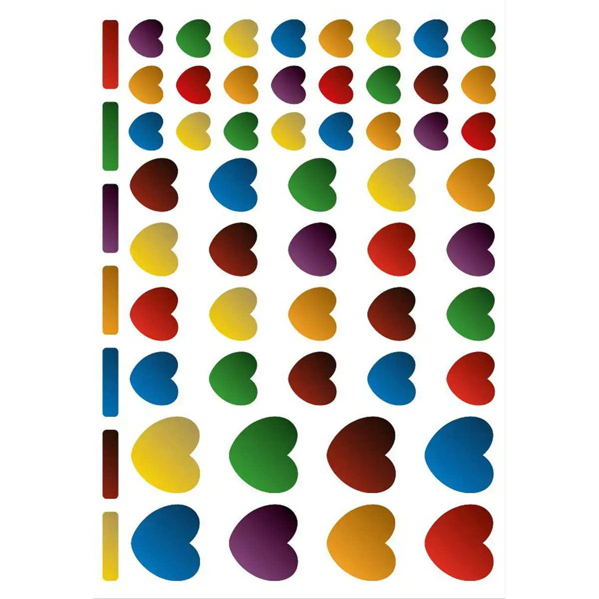 Sachet de gommettes cœurs métallisées couleurs assorties 6 feuilles - Apli