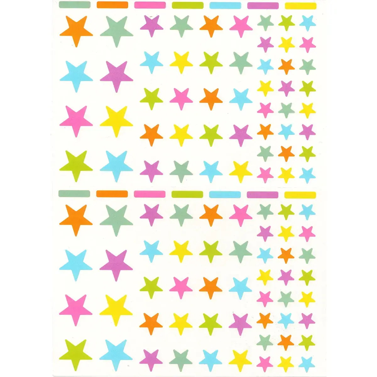 Gommettes étoiles enlevables aux couleurs Peps 6 feuilles - Apli