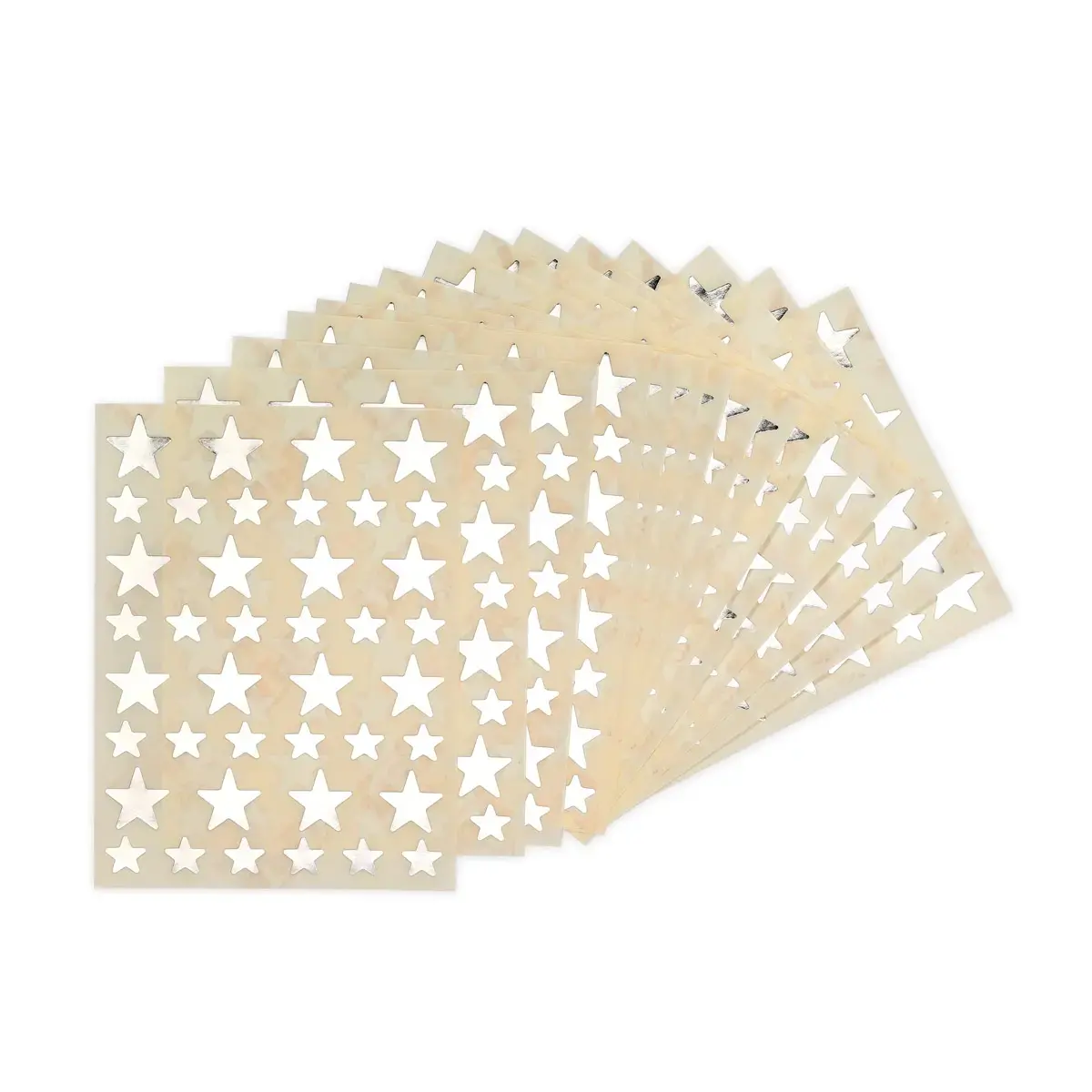 Gommettes &eacute;toiles 12,5 et 19,5 mm argent m&eacute;tallis&eacute; 3 feuilles - Apli 