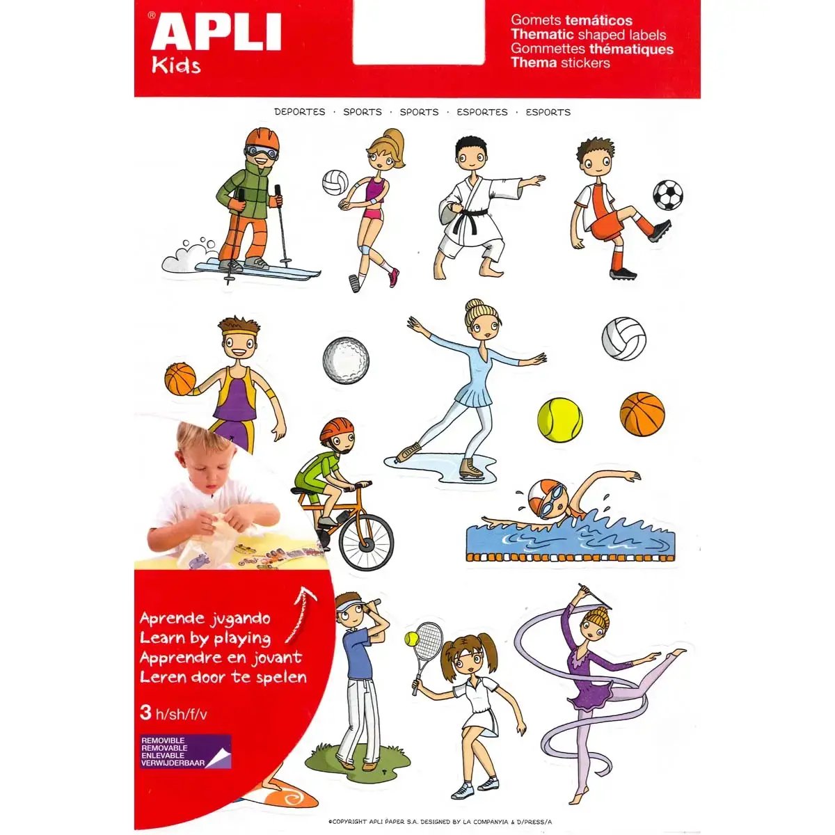 Gommettes thématiques Les Sports 3 feuilles - Apli