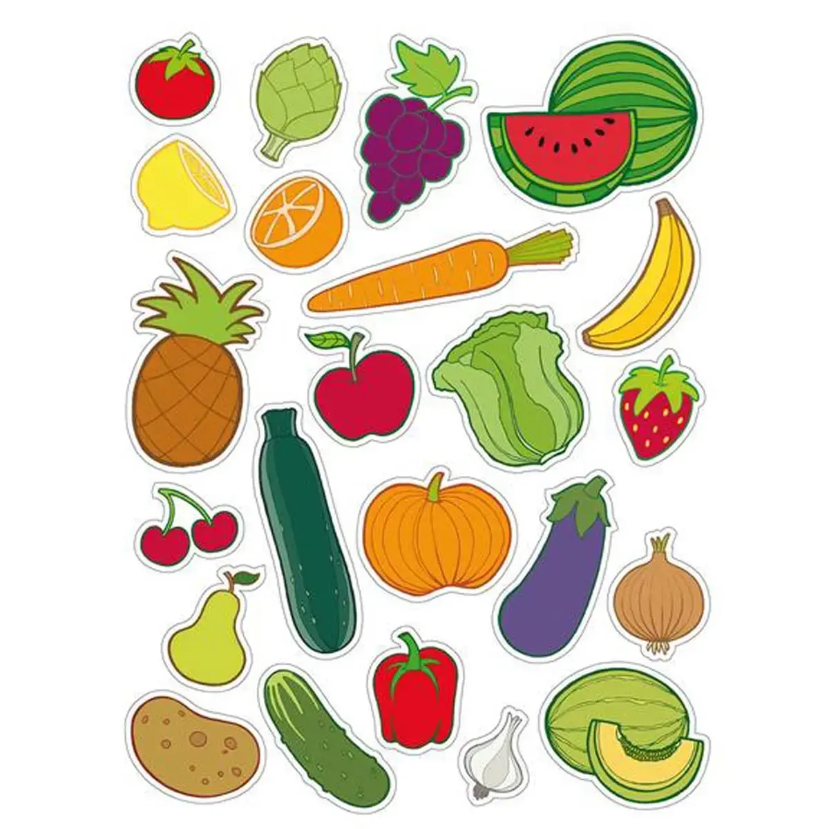 Gommettes thématiques Fruits et légumes 12 feuilles - Apli