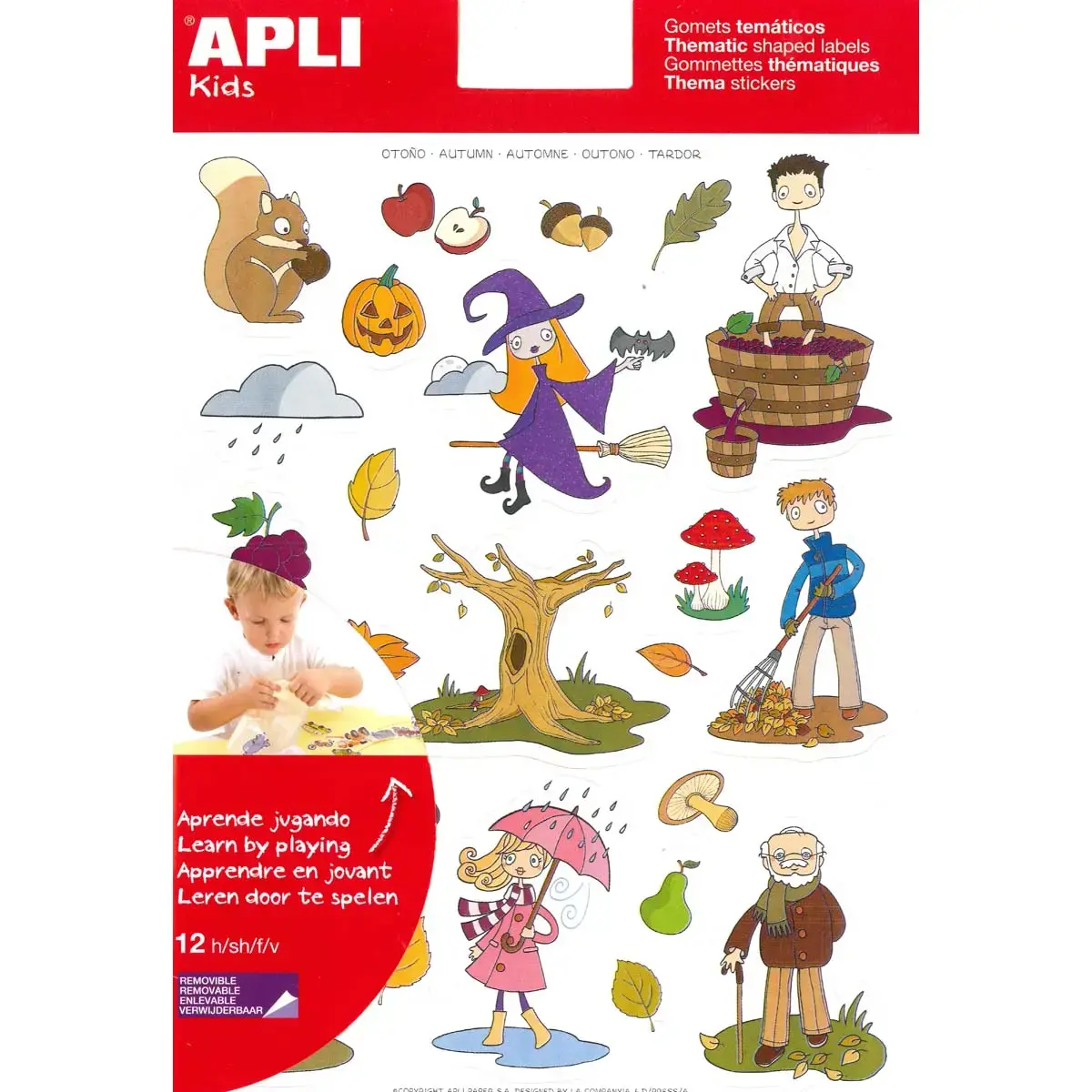 Gommettes th&eacute;matiques L&rsquo;Automne 12 feuilles - Apli 