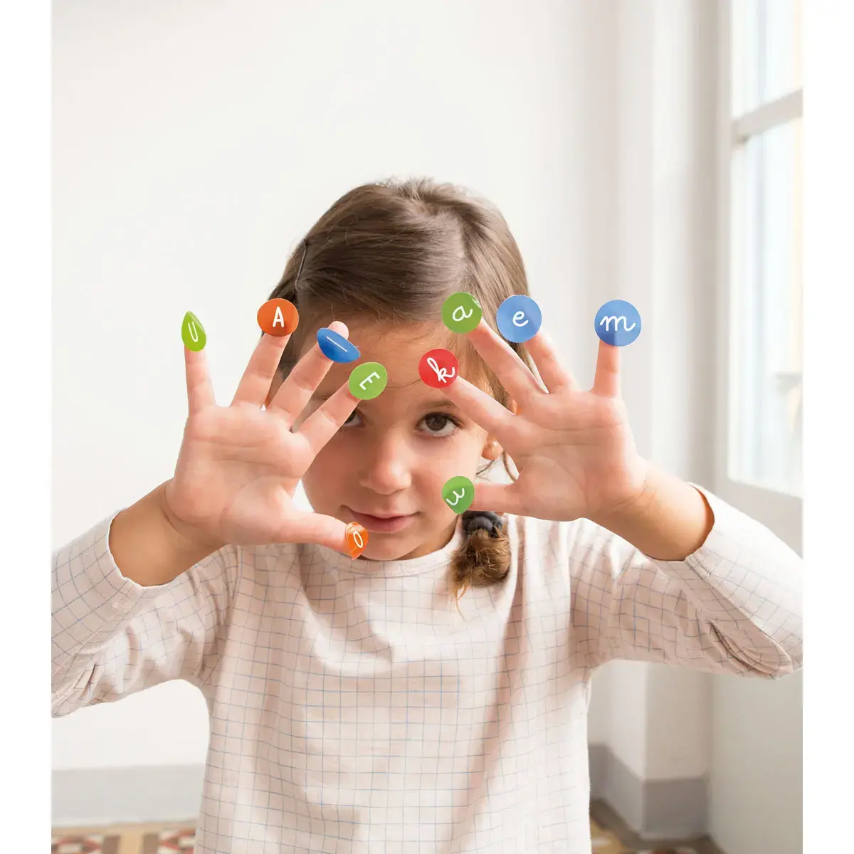 Gommettes th&eacute;matiques enlevables les lettres 3 feuilles - Apli 