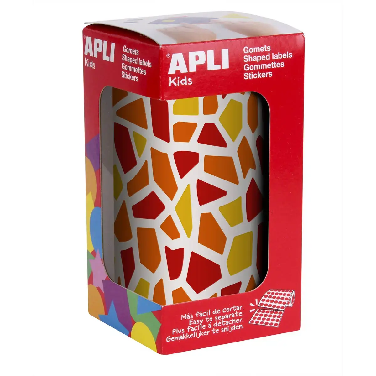 Rouleau de gommettes mosaiques orange rouge jaune 2460 unit&eacute;s - Apli 